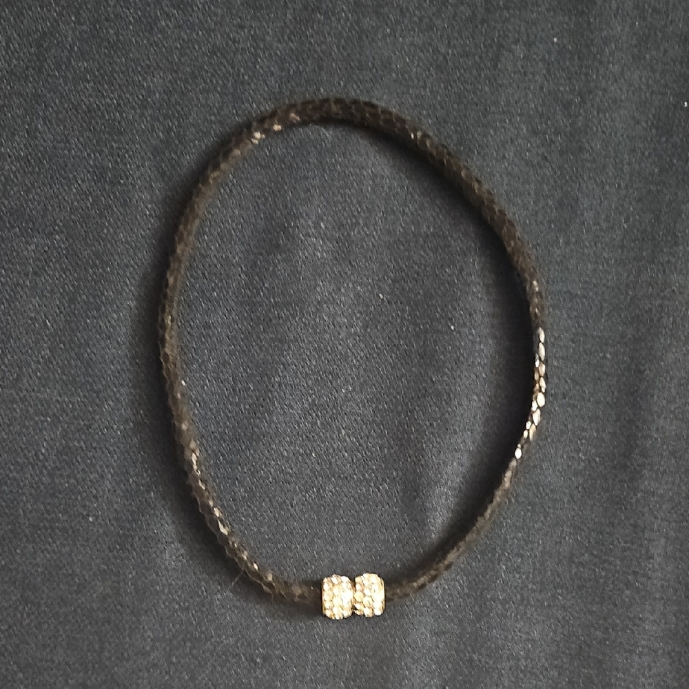 Elegant Black Braided Bracelet with Silver Accents
